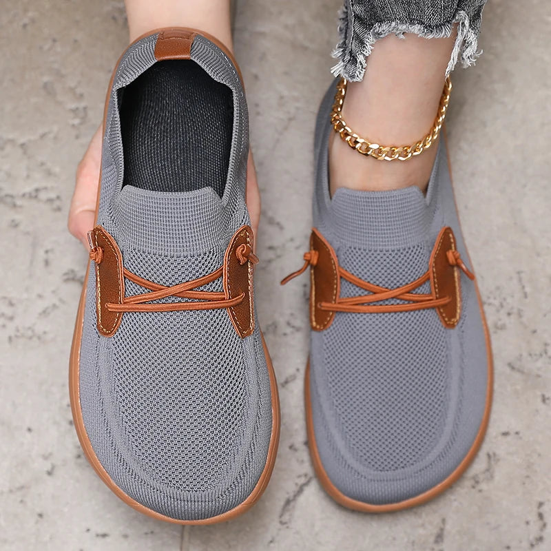 AZGB Women's Zero Drop Barefoot Sneakers – Wide Toe Mesh Shoe Barefoot Sneakers Axl Gray 44