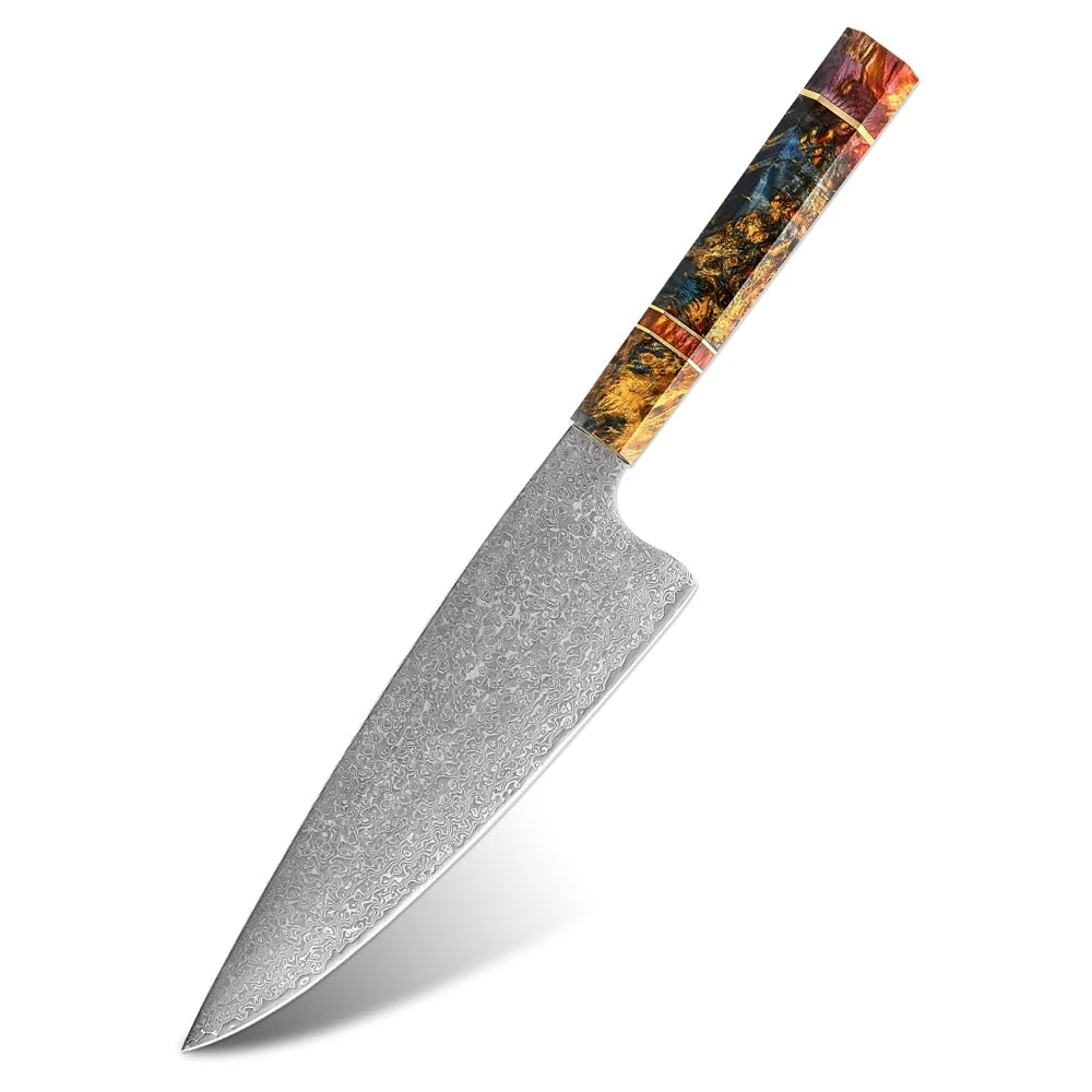 XITUO Damascus Steel Chef Knife Set – VG10 Core, Wood Handle Kitchen Knife Set Axl Butcher Knife