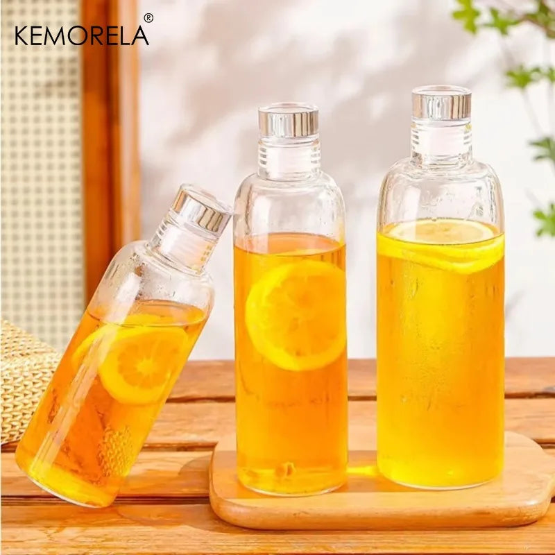 KEMORELA Glass Water Bottle 300–1000ml Leak-Proof Eco Glass Water Bottle Axl