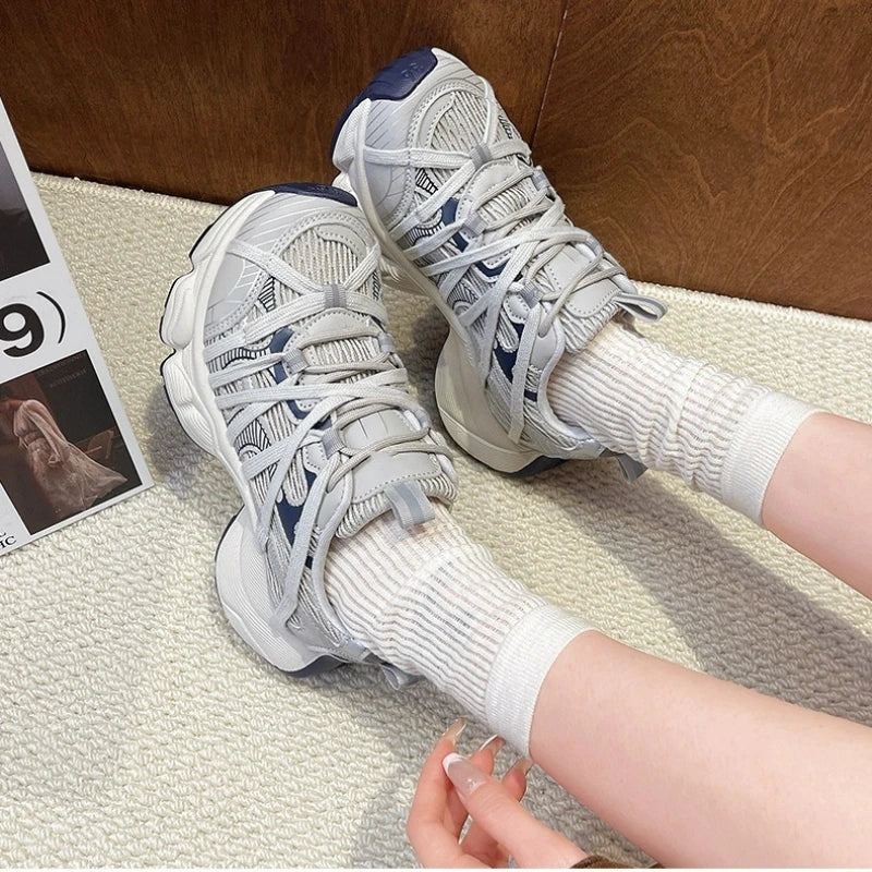 Women's Chunky Sole Sneakers – Breathable Mesh Platform Shoes Women's Sneakers Axl