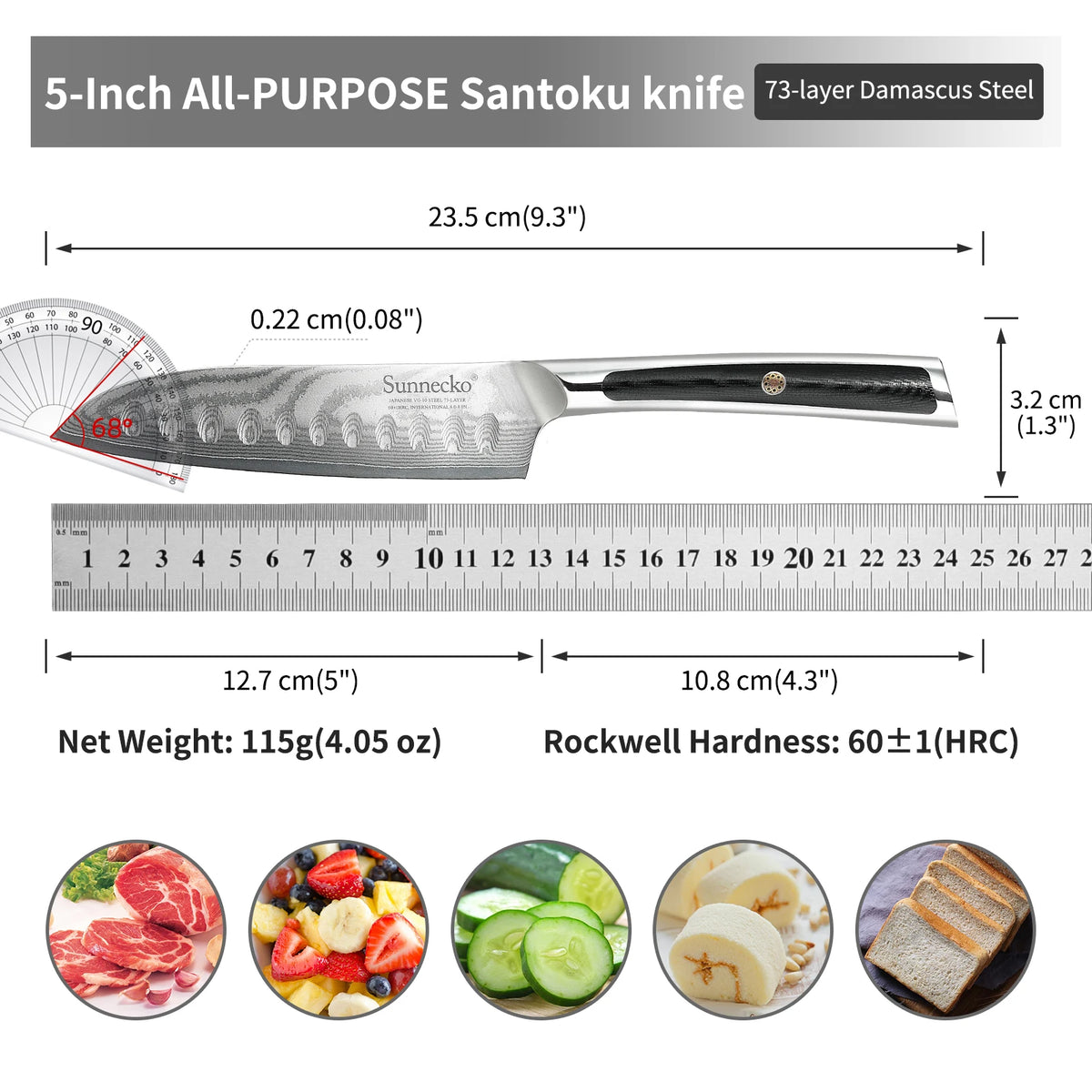 Sunnecko 7"/5" Damascus Santoku Knife Set VG10 G10 Handle Damascus Santoku Knife Axl Santoku Knife 5 Inch China Mainland