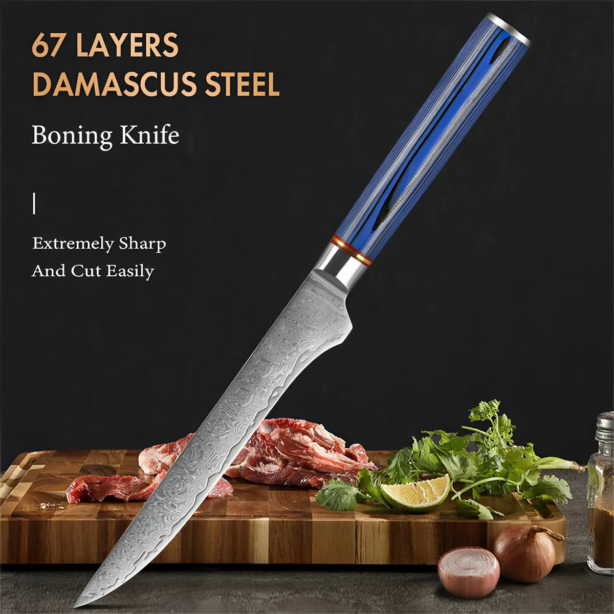 67-Layer Damascus Steel Boning Knife – Handmade Kitchen Knife Damascus Boning Knife Axl