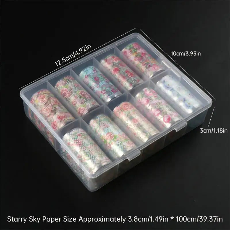 10 Rolls Floral Butterfly Nail Foil Transfer Stickers – DIY Art Nail Art Foils Axl