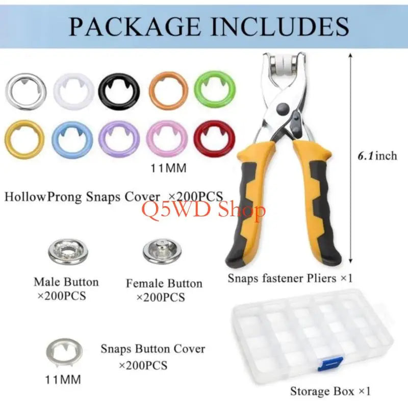 200-Set Metal Snap Fasteners & Installation Plier – DIY Kit Snap Fastener Kit Axl
