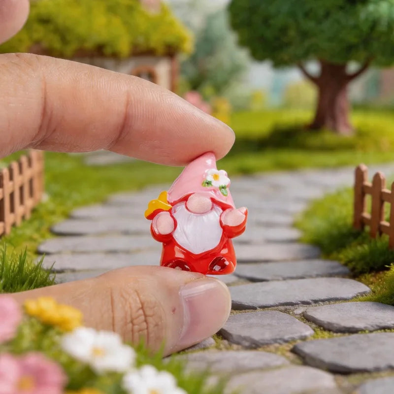 Floral Gnome Figurines 7/12pc – Resin Dwarf Garden & Home Decor Garden Gnome Figurines Axl