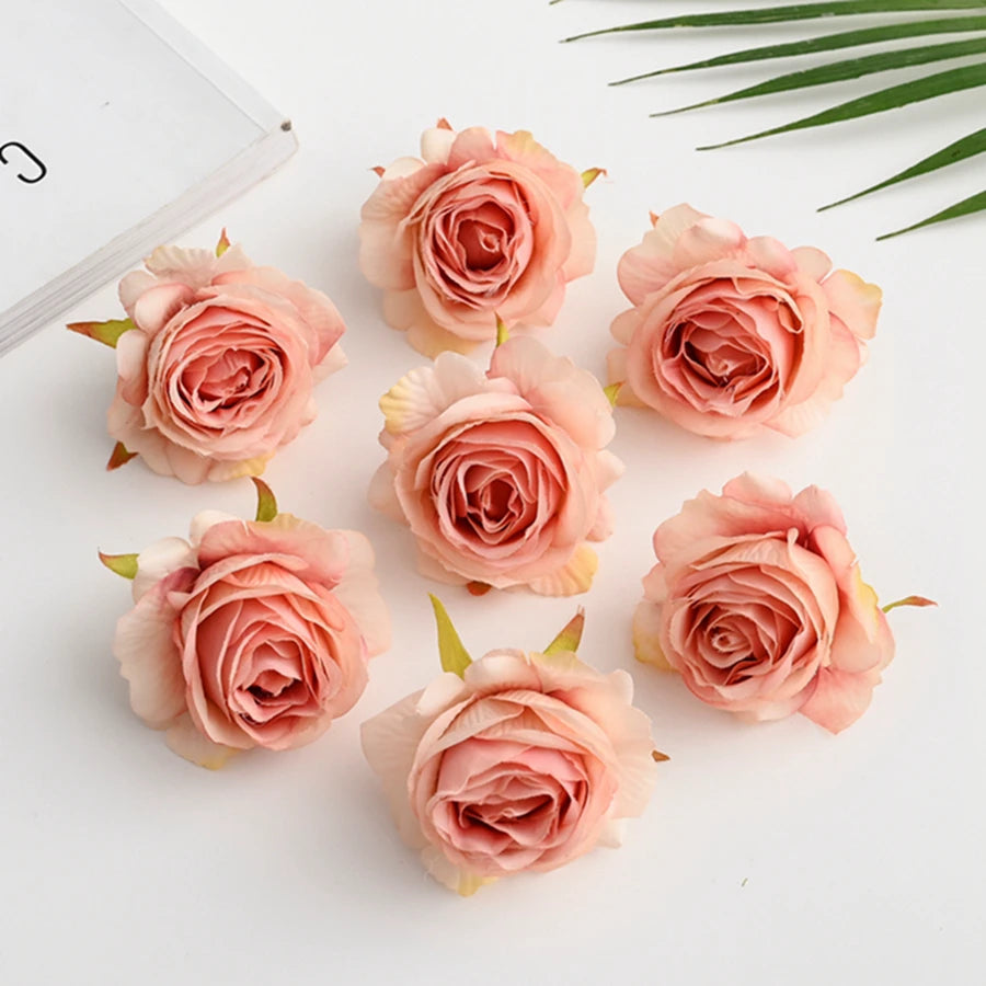 Silk Rose Flower Heads 10 Pcs – Wedding, Wreath & DIY Crafts