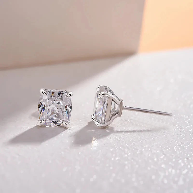 Huitan Cubic Zirconia Stud Earrings – Silver Geometric Crystal Stud Earrings Axl
