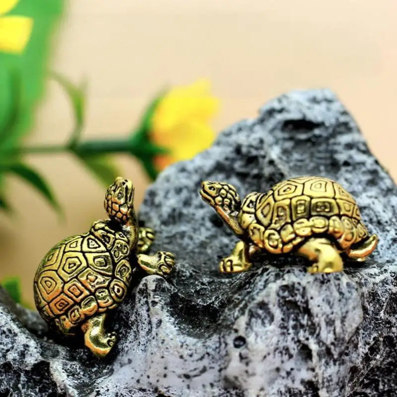 Brass Turtle Figurine – Vintage Feng Shui Tortoise Ornament Decorative Figurine Axl