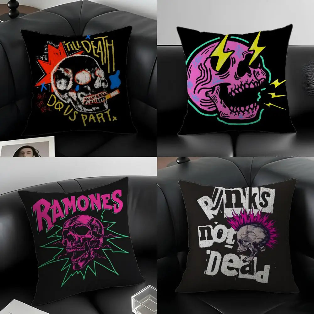 Skull Print Linen Cushion Cover – Sofa, Bed & Chair Decor Linen Cushion Cover Axl