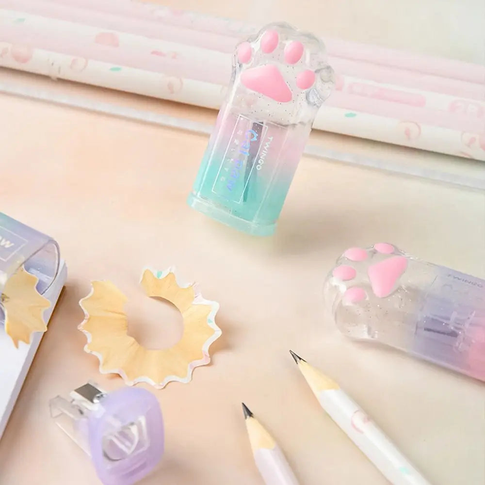 Cute Cat Claw Pencil Sharpener – Portable Gradient Color Novelty Pencil Sharpener Axl