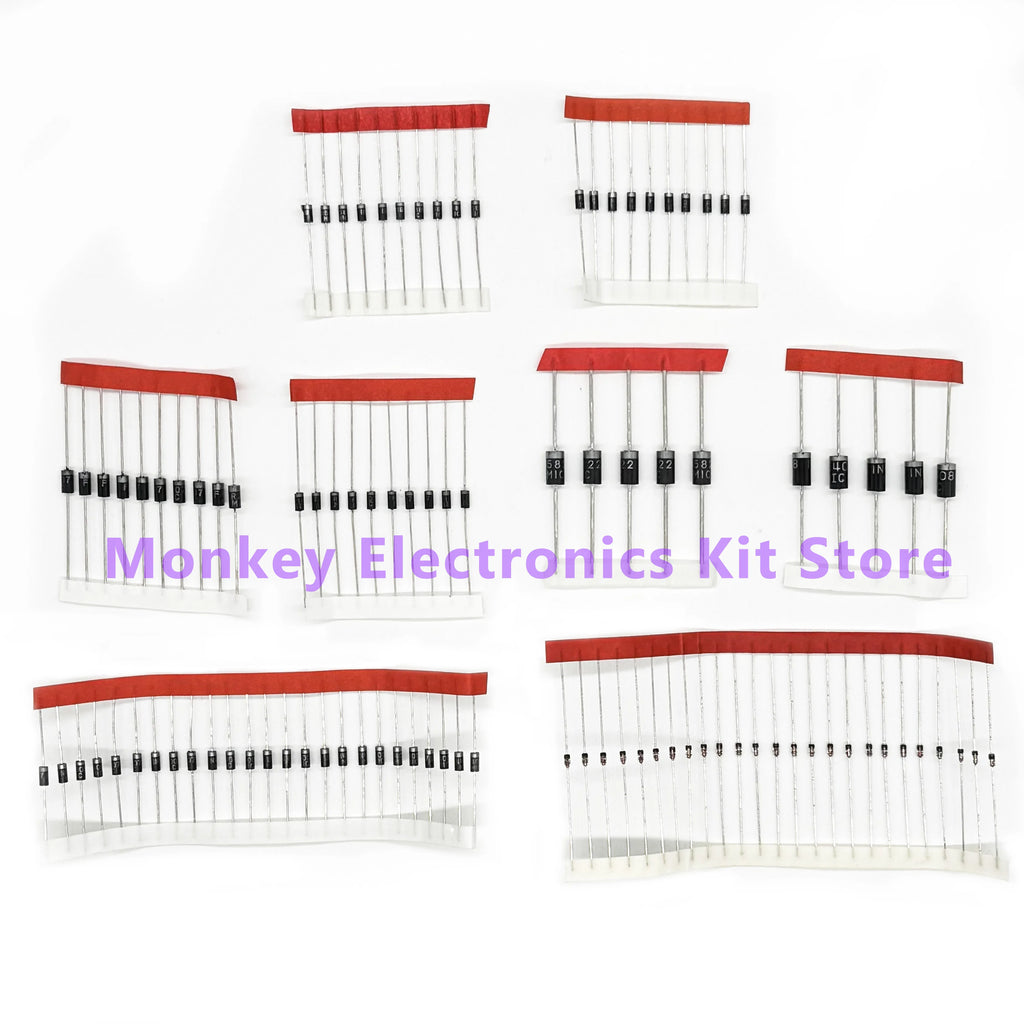 100PCS 8-Value Diode Kit – Schottky & Fast Switching Set Diode Component Kit Axl