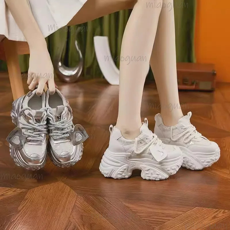 Women's 7CM Chunky Platform Sneakers – Non-Slip Zip Casual Platform Sneakers Axl