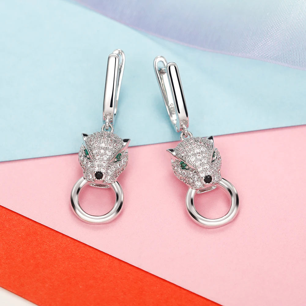 Huitan Leopard Green Eyes CZ Drop Earrings – Hip Hop Rock Drop Earrings Axl