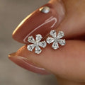 Huitan Flower CZ Stud Earrings – Sparkling Women's Jewelry CZ Stud Earrings Axl E5904