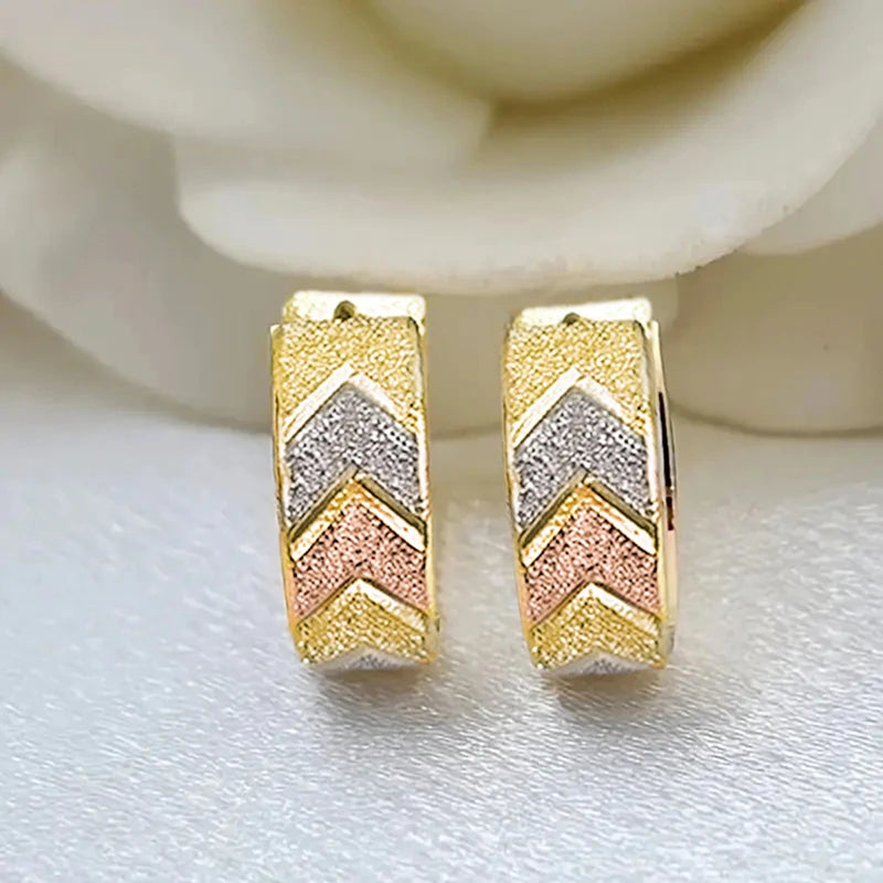 Huitan Matte Gold V-Shape Enamel Hoop Earrings | Geometric Huggie Hoop Earrings Axl