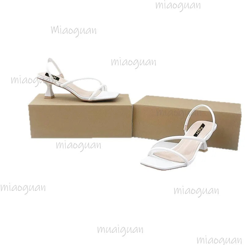 Women's Square Toe Low Heel Sandals – 5CM Party Pumps Low Heel Sandals Axl