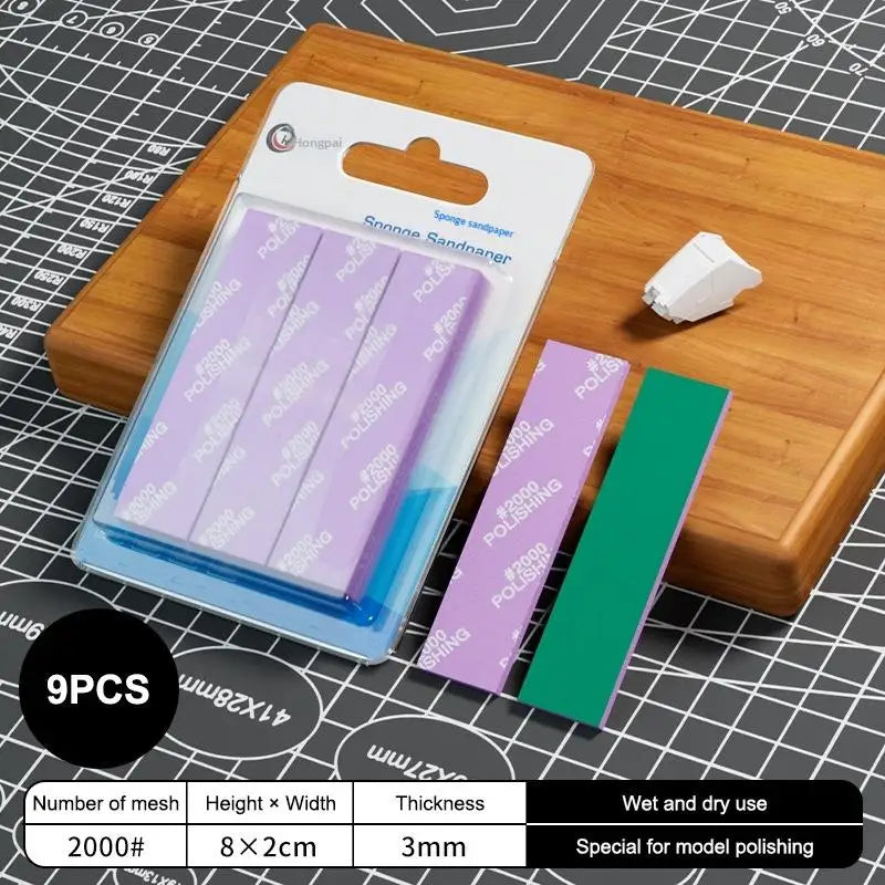 Wet/Dry Sponge Sandpaper Set 9/12 Pcs – #400 to #2000 Grit Sanding & Polishing Kit Axl 2000 Mesh