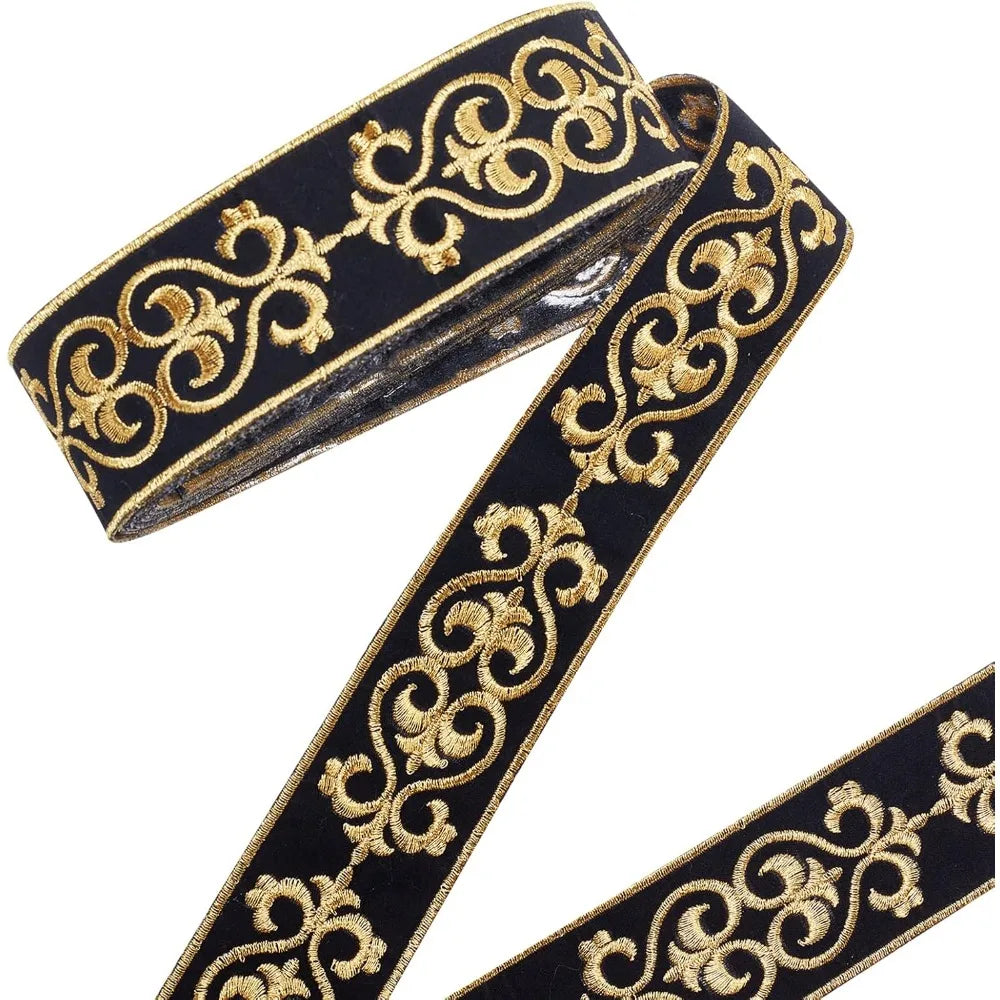 Ethnic Floral Jacquard Grosgrain Ribbon Goldenrod 46mm 3.8m Jacquard Craft Ribbon Axl AECH04-18275