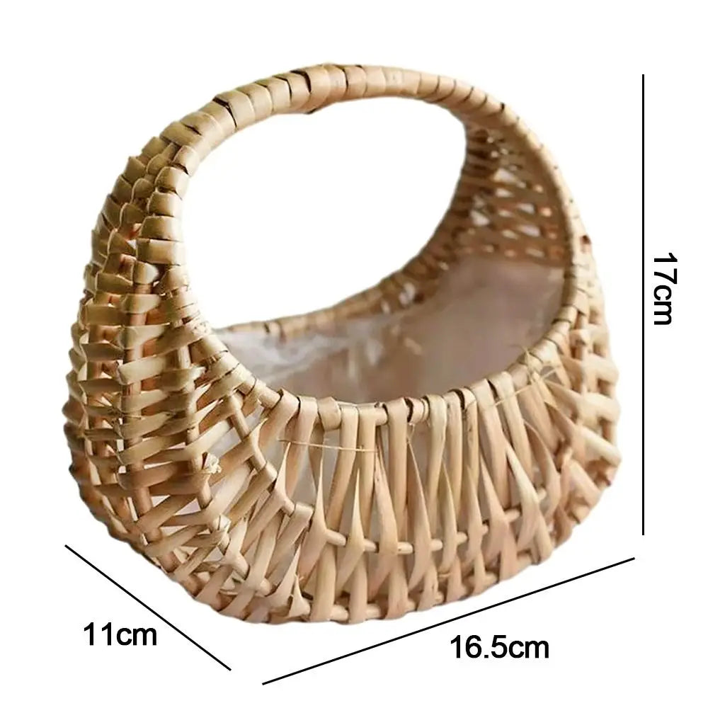 Willow Rattan Flower Basket – Half Moon Wicker with Handle Wicker Storage Basket Axl