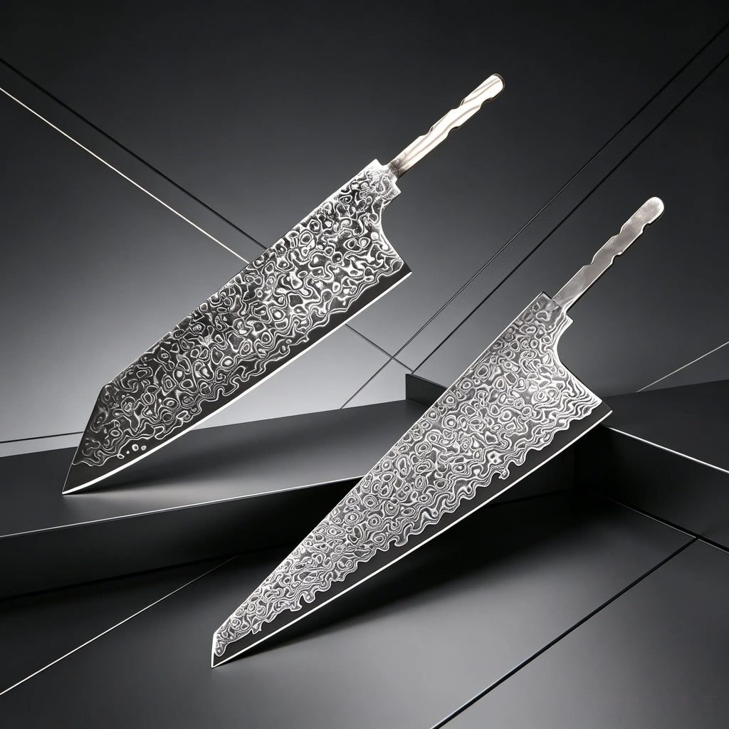 Damascus Steel Blade Blank – Forged Cleaver for Knife Makers Damascus Blade Blank Axl Kitchen Blade-2PCS