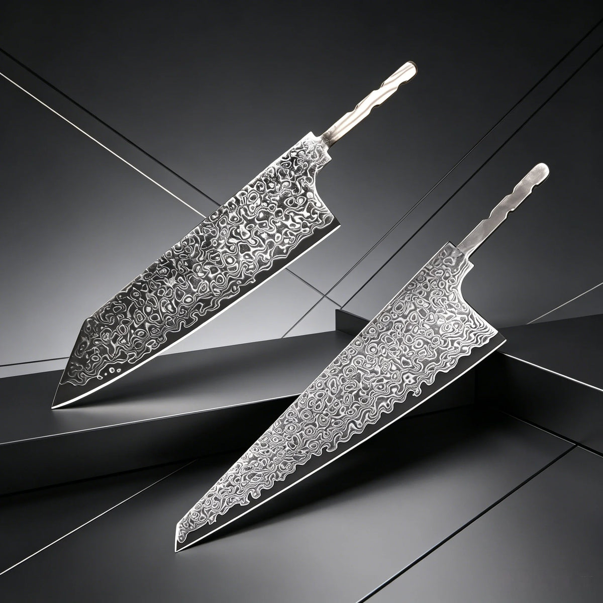 Damascus Steel Blade Blank – Forged Cleaver for Knife Makers Damascus Blade Blank Axl Kitchen Blade-2PCS