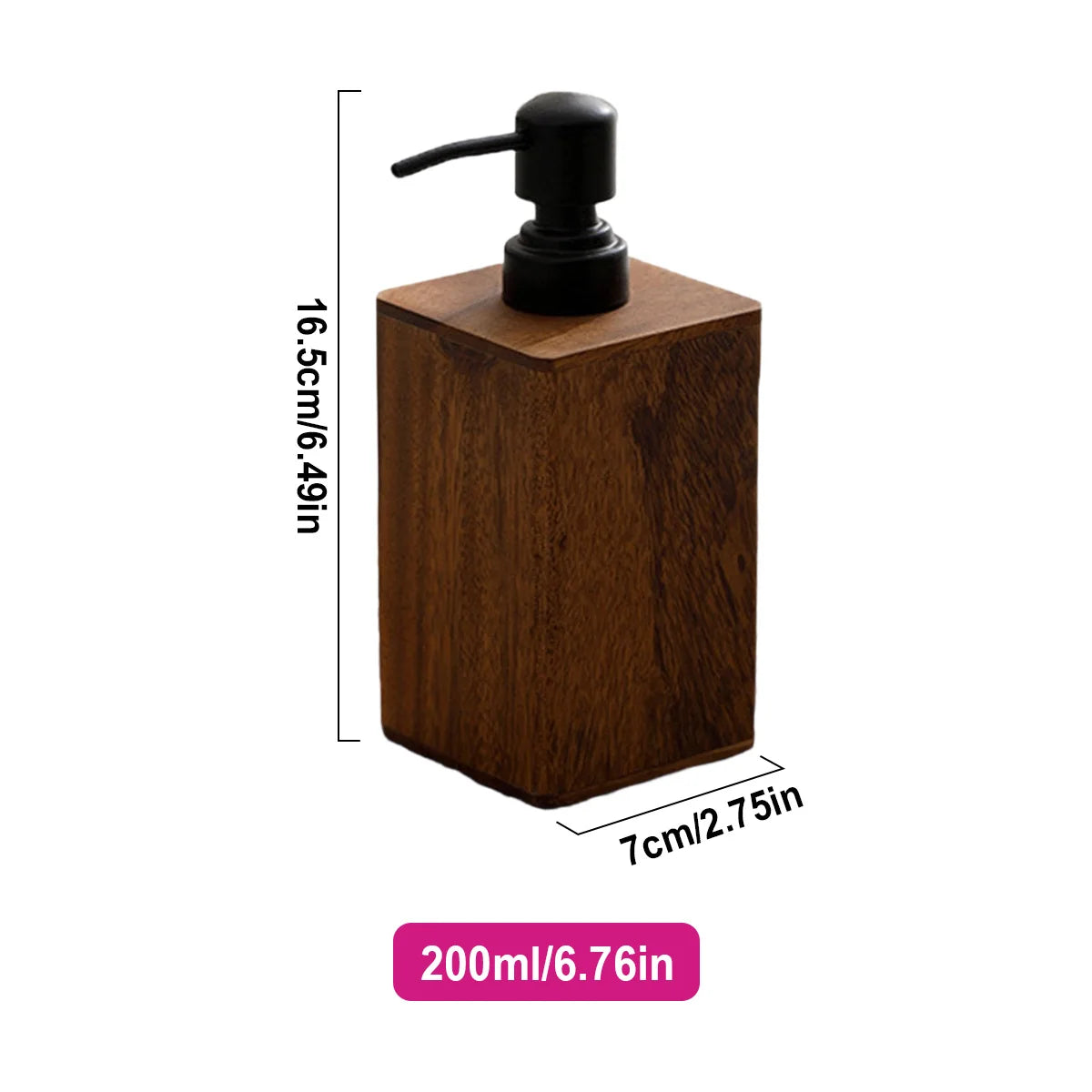 Solid Walnut Wood Soap Dispenser – Refillable Lotion Pump Wood Soap Dispenser Axl 200ml