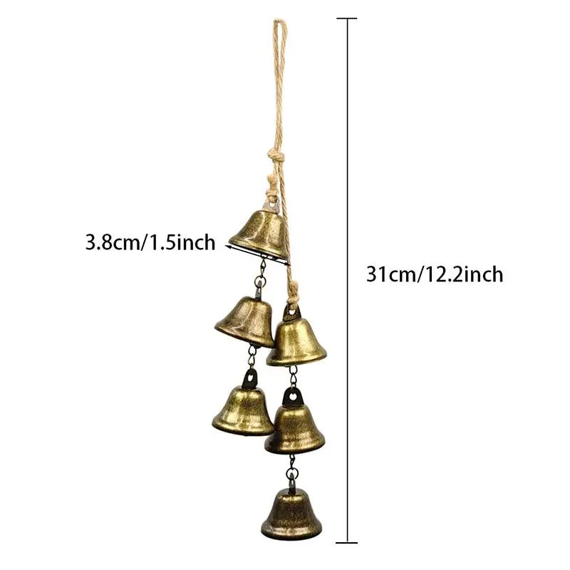 Vintage Brass Hanging Bell – Rustic Cast Iron Wind Chime Hanging Bell Decor Axl A1