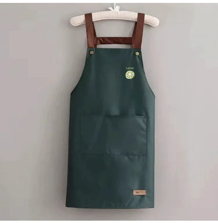 Waterproof Kitchen Apron with Large Pocket – Chef & Restaurant Kitchen Work Apron Axl Dark green lime OneSize