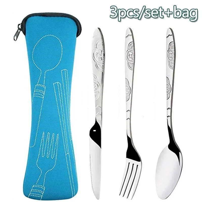 Stainless Steel Travel Cutlery Set – Fork, Spoon & Knife Kit Travel Cutlery Set Axl