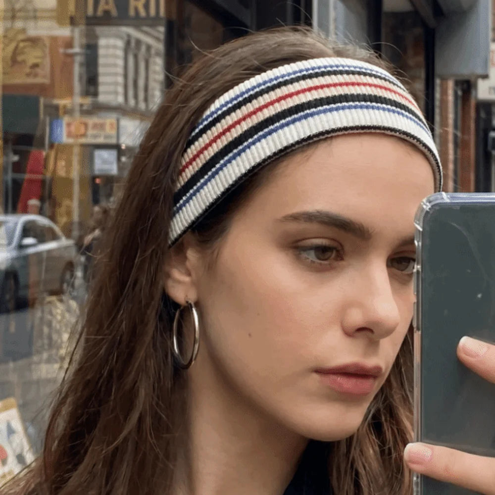 Wide Elastic Striped Sports Headband – Non-Slip Yoga & Tennis Sports Headband Axl