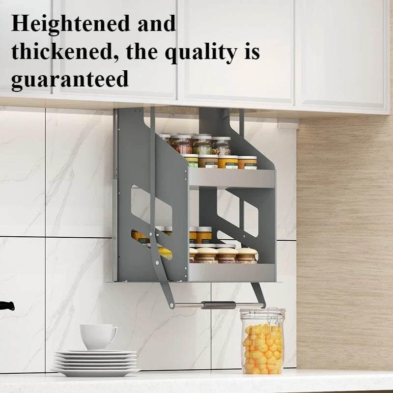 Pull-Down Wall Cabinet Lifting Storage Rack | Kitchen Shelf Cabinet Storage Rack Axl