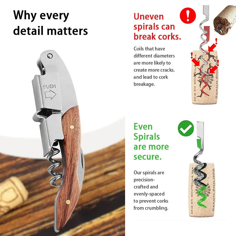Leeseph Double Hinged Wine Opener – Stainless Steel Corkscrew Wine Corkscrew Opener Axl