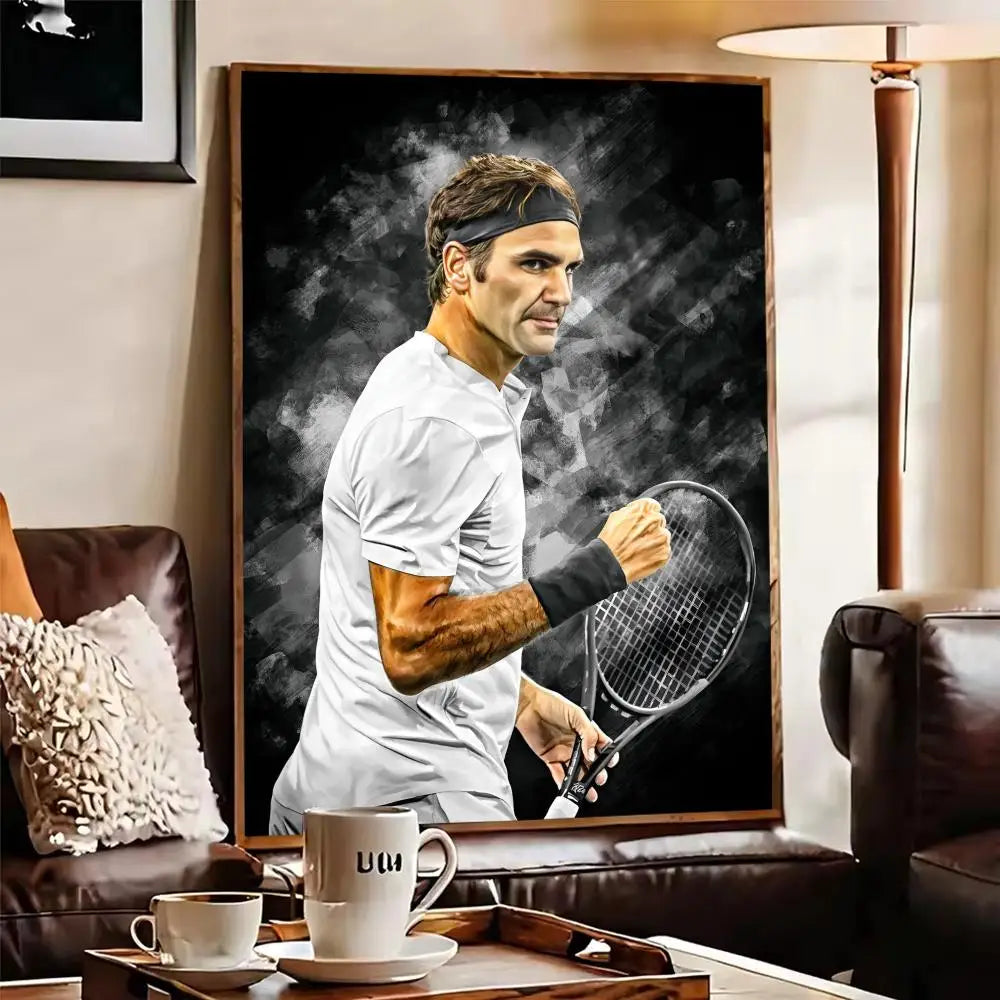 Roger Federer Canvas Poster – Tennis Wall Art Unframed Print Canvas Wall Art Axl