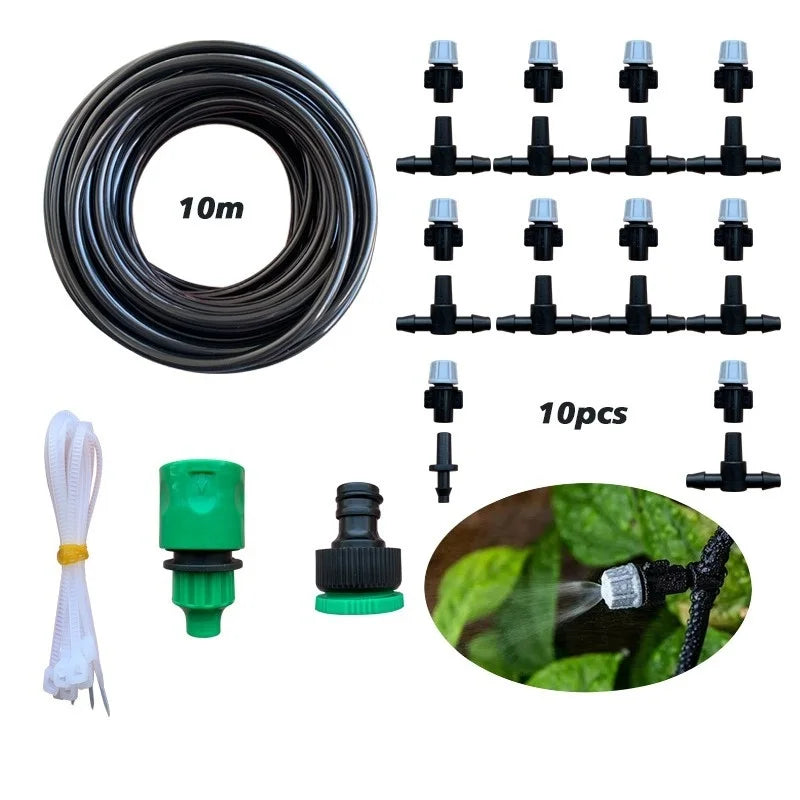 10M Garden Misting System – 10 Adjustable Sprinkler Nozzles Drip Irrigation Kit Axl
