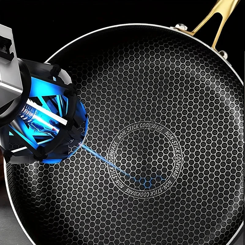 KEMORELA 316 Stainless Steel Honeycomb Non-Stick Wok Frying Pan Stainless Steel Frying Pan Axl