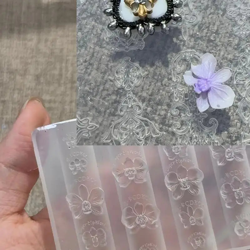 3D Orchid Silicone Nail Art Mold – DIY Floral Carving Template Nail Art Mold Axl