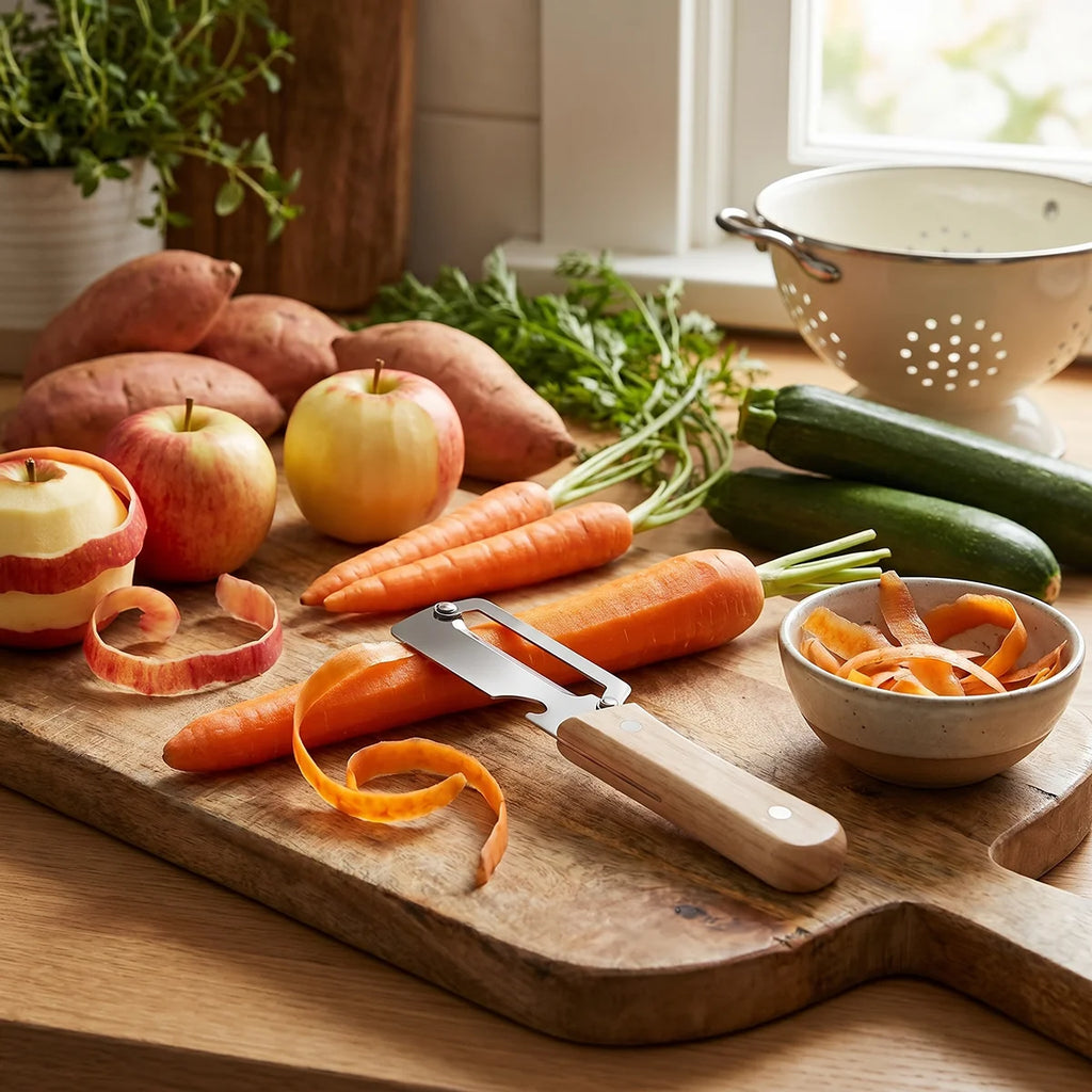 Ergonomic Vegetable Peeler – Stainless Steel Blade & Wood Handle Vegetable Peeler Axl
