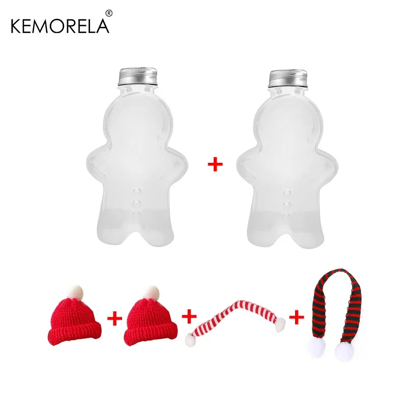 KEMORELA Gingerbread Man Christmas Water Bottle – Kids Gift Kids Water Bottle Axl Transparent 2 Pieces 201-300ml