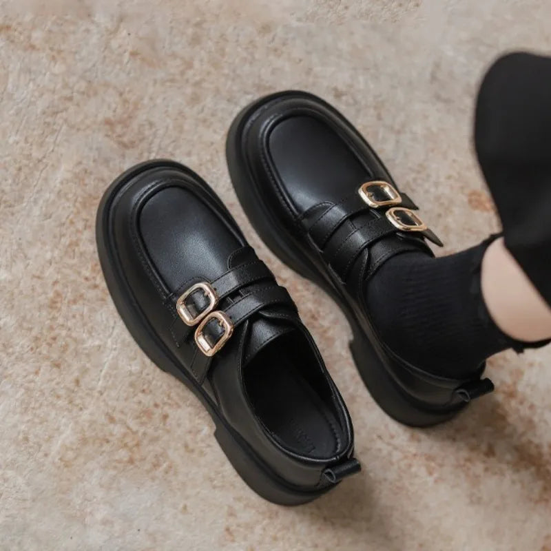 Women's Black Platform Loafers – British Style Casual Shoes Platform Loafers Axl