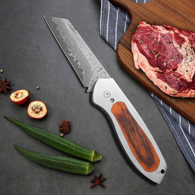 Damascus Steel Boning Knife – 8.5" Wood Handle | InLeung Damascus Kitchen Knife Axl
