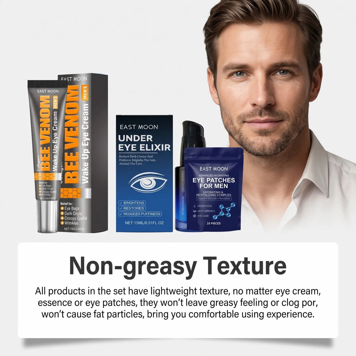 Bee Venom Eye Cream, Essence & Patches – Men's Eye Set Eye Care Set Axl