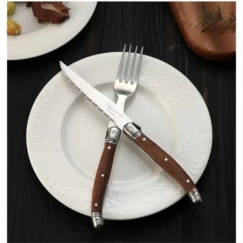 Laguiole-Style Wood Handle Steak Knives – Stainless Steel 6–10 Pc Steak Knife Set Axl