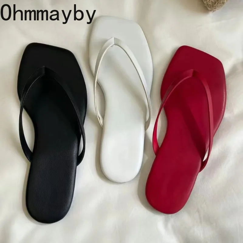 Women's Square Toe Flip Flops – Soft Sole Summer Slides Women's Flip Flops Axl