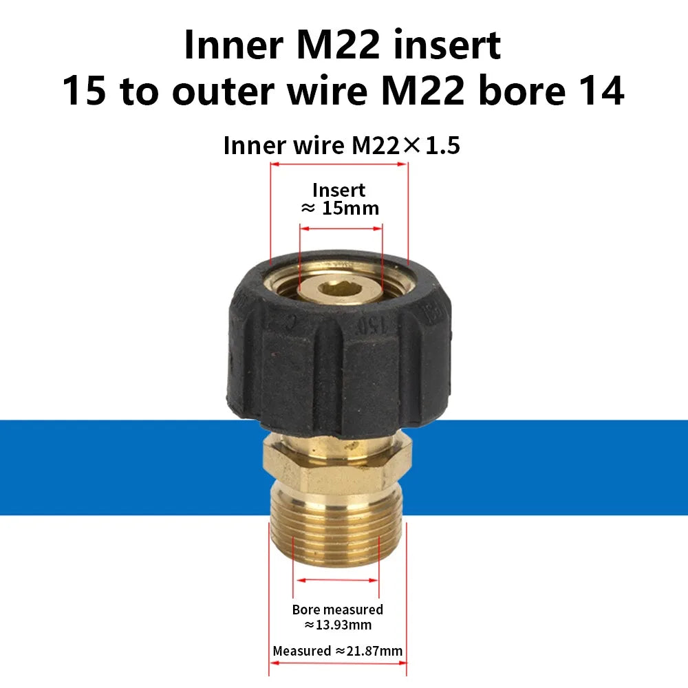 M22 Pressure Washer Adapter – 3/8 & 1/4" Quick Coupler Pressure Washer Adapter Axl 16mm Style 8