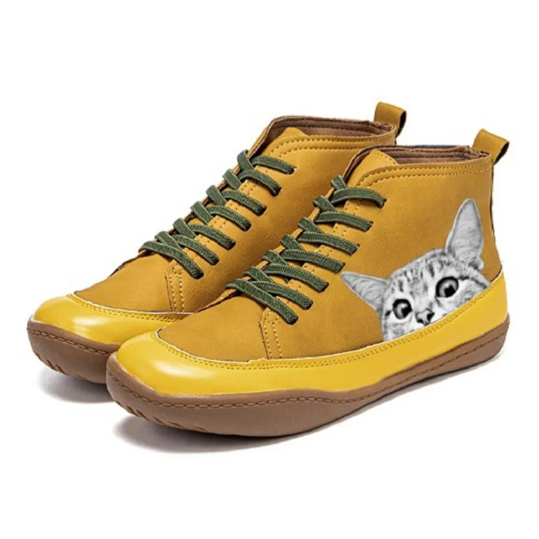 Women's Slip-On Ankle Boots with Fur – Square Heel PU Women's Ankle Boots Axl 43 F65YELLOW