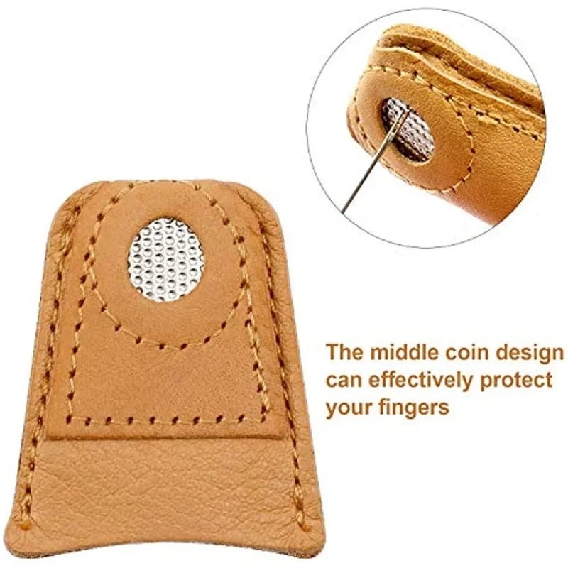 2-Pack Leather Coin Thimble – Sheepskin Sewing Finger Protector Sewing Thimble Set Axl