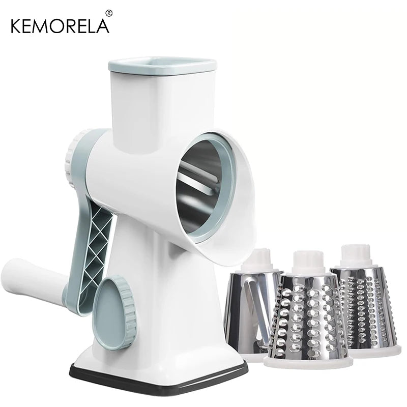KEMORELA 3-in-1 Rotary Cheese Grater with Container & Slicer Rotary Cheese Grater Axl Blanco