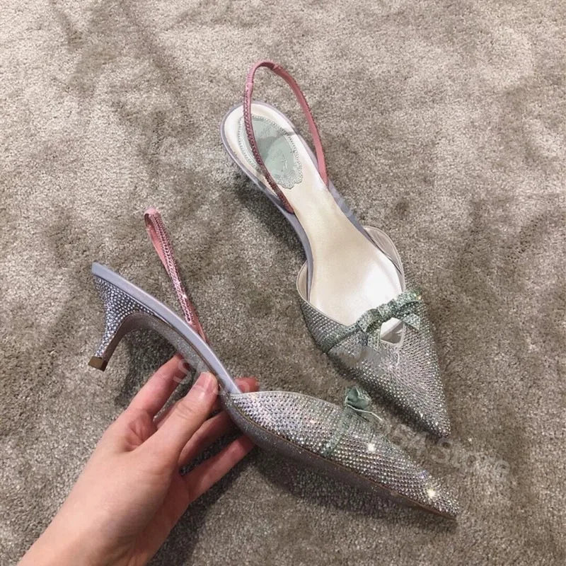 Women's Rhinestone High Heel Sandals – Pointed Toe Formal High Heel Sandals Axl