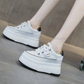 Women's 9cm Platform Sneakers – High Heel Leather Casual Shoes Platform Sneakers Axl WHITE 35