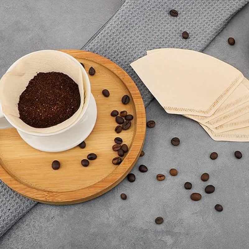 V-Shaped Wood Pulp Coffee Filter Papers – 50 or 100 Pack Coffee Filter Papers Axl